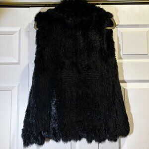 525 America Luxe black 100% dyed rabbit fur vest